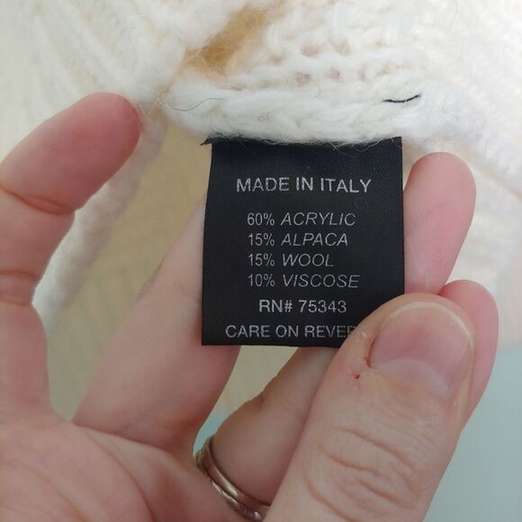 Silvia Novelli Cream Chunky Knit Alpaca Wool Blend Sweater Size Small - Picture 5 of 5